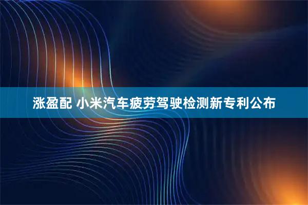 涨盈配 小米汽车疲劳驾驶检测新专利公布