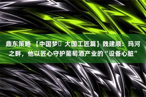 鼎东策略 【中国梦・大国工匠篇】魏建顺：玛河之畔，他以匠心守护葡萄酒产业的“设备心脏”