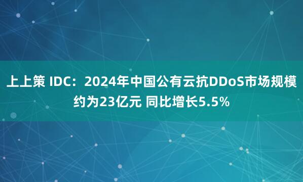 上上策 IDC：2024年中国公有云抗DDoS市场规模约为23亿元 同比增长5.5%
