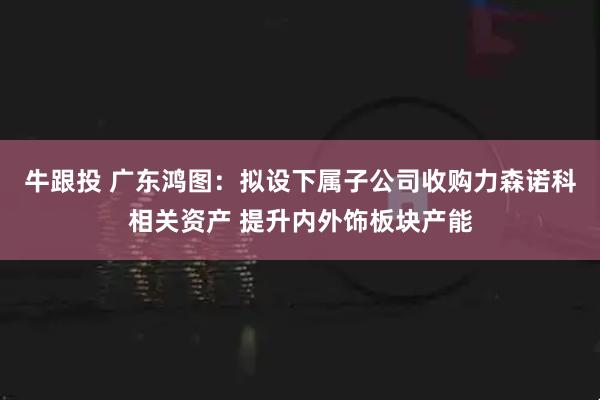 牛跟投 广东鸿图：拟设下属子公司收购力森诺科相关资产 提升内外饰板块产能