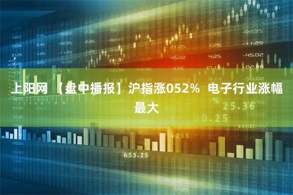 上阳网 【盘中播报】沪指涨052%  电子行业涨幅最大